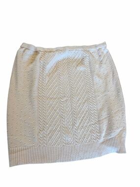 Eloquii Chunky Knit Midi Sweater Skirt Womens Plus 26/28 Ivory Pull On